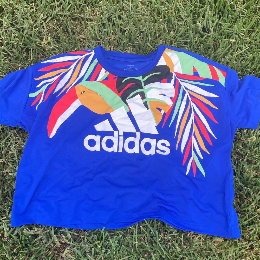 Adidas Ladies  Colorful Leaf Graphic Tee